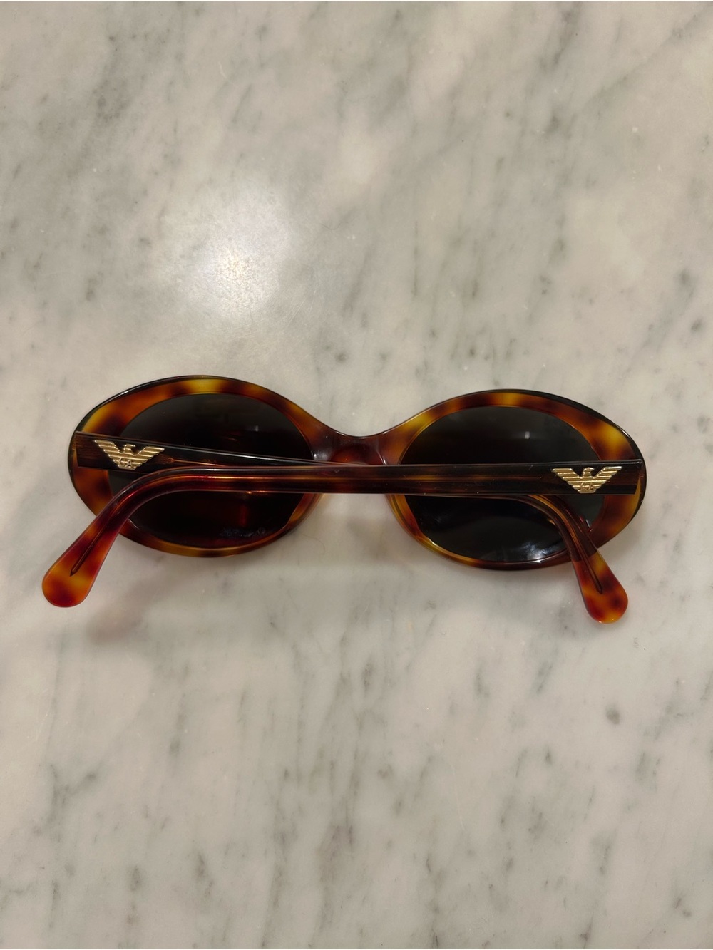 Emporio Armani Tortoiseshell Oval Sunglasses with Dark Lenses